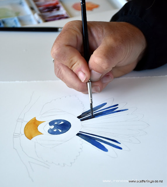 Painting a New Zealand fantail