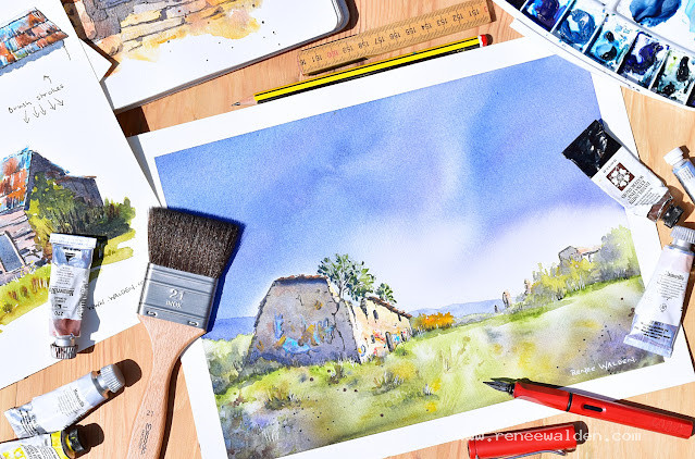 Painting rustic buildings in watercolour - tutorial series