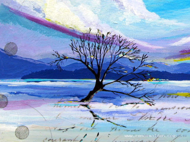 Detail from "That Wanaka Tree at Dawn" - acrylics on paper