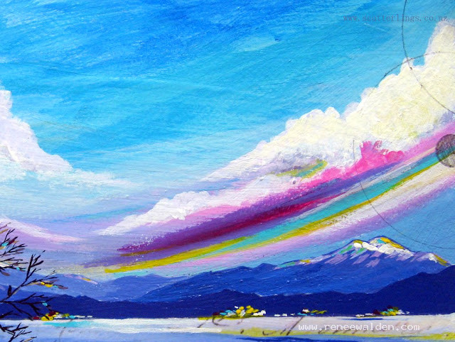 Detail from "That Wanaka Tree at Dawn" - acrylics on paper