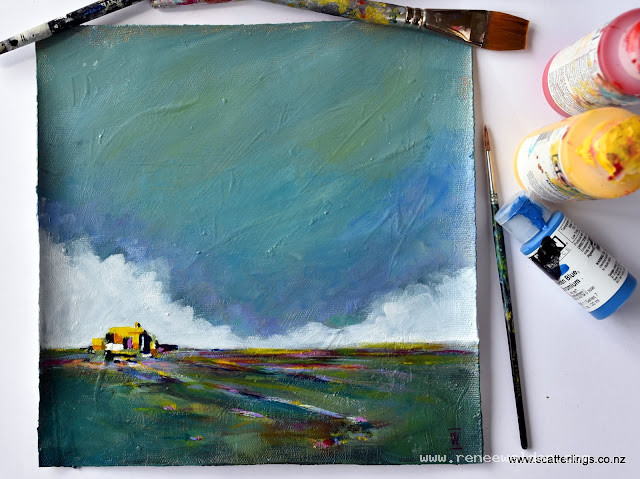 "The Yellow House" - acrylics on unstretched canvas