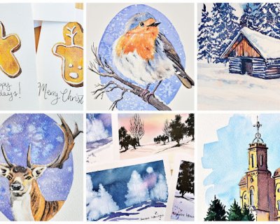 paint your own watercolour christmas cards