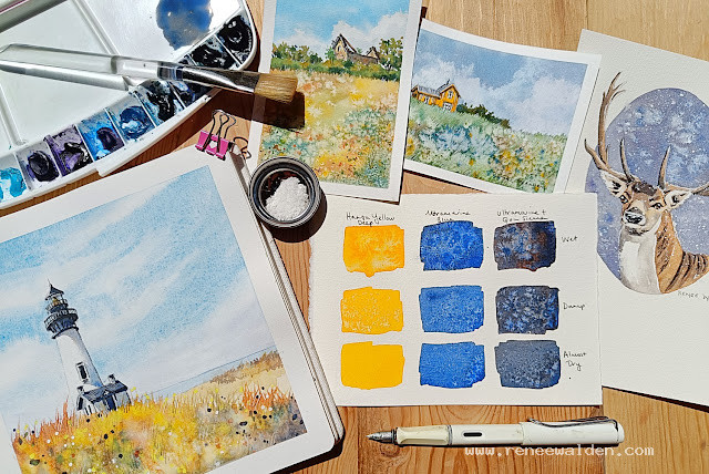 adding salt to watercolour washes to create texture