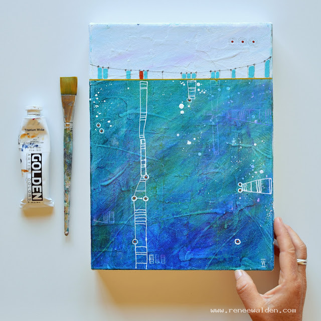 "Pond" abstract landscape painting on canvas