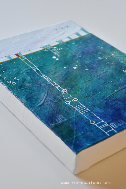 Detail of "Pond" - blue abstract landscape painting