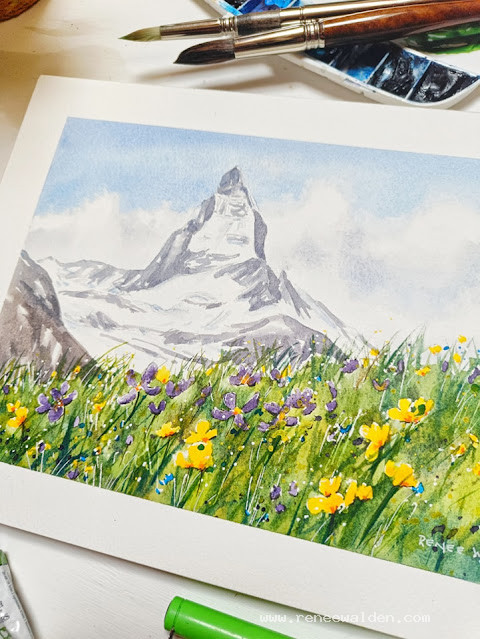 Watercolour painting of the Matterhorn