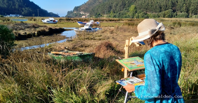 Painting an old boat - online painting class via Zoom