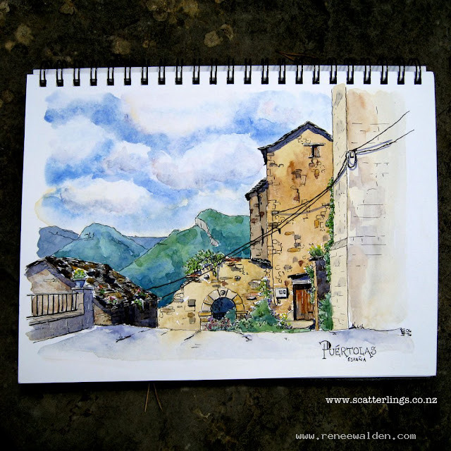 In the old Roman town of Puertolas, in the Pyrenees, Spain.