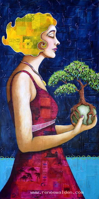'The Gift' : mixed media painting on canvas
