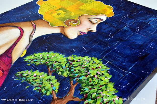 Detail of 'The GIft' - mixed media painting on canvas