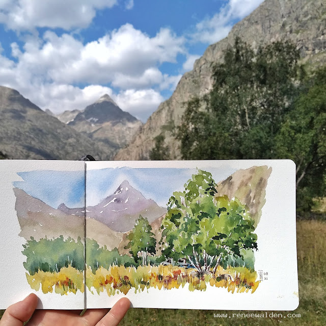 Camping below silver birches, Les Ecrins, France