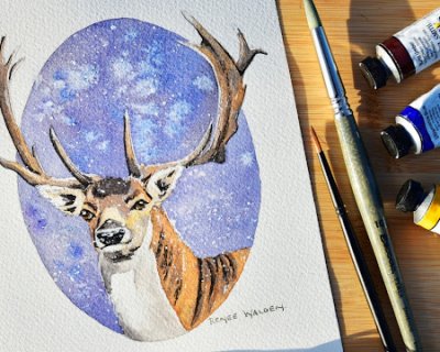 a deer in the snow