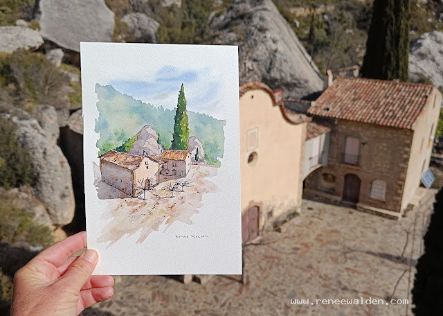 Sant Joan del Codolar, Catalunya. Pen and watercolour.