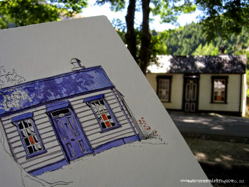 Old Miner's Cottage, urban sketch by Renee Walden