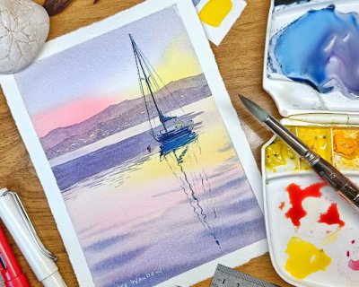 yacht at sunrise