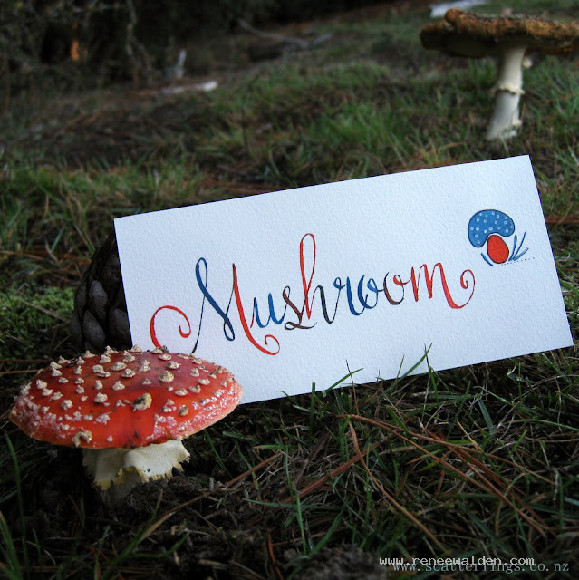 Mushroom - dip pen with acrylic inks