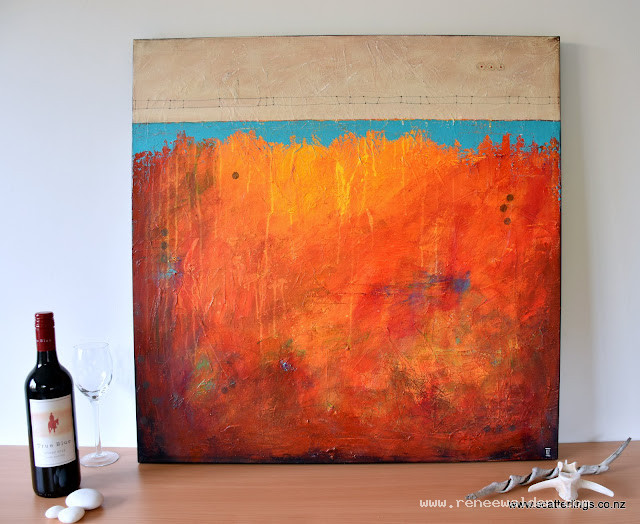 Mixed media abstract landscape painting