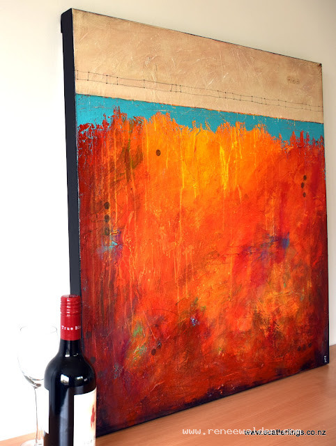 "Bridge 2" mixed media abstract landscape painting