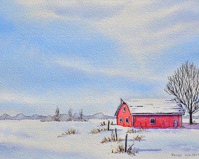 snowy landscape in watercolour