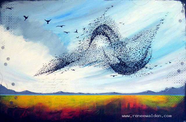 "Murmuration" - 20x30in mixed media abstract on canvas