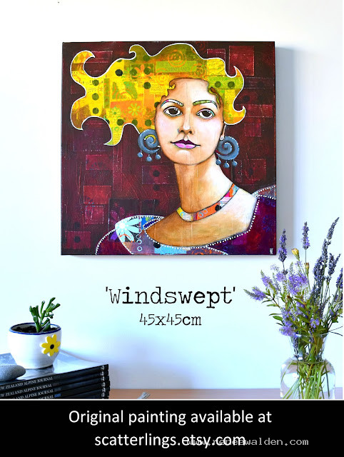 'Windswept' - portrait of a woman. Original painting available.