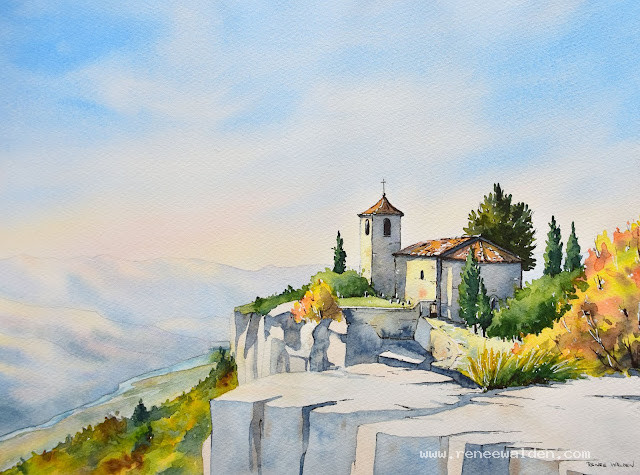 Old church, Siurana, Spain - online watercolour painting lesson