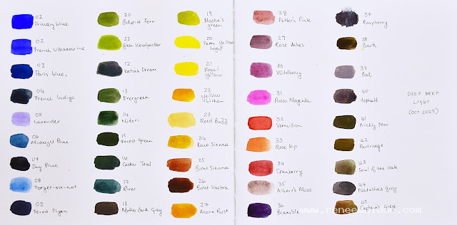 Deep Deep Light watercolour swatches