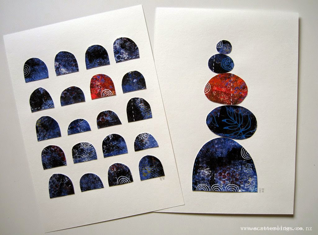 Pattern play - mixed media collage on paper by Renee Walden