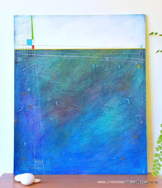 "Reflections" - abstract landscape on wood