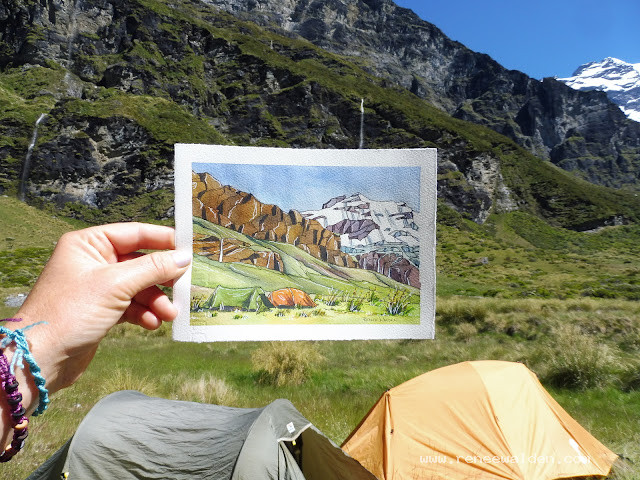 Camping below Mount Earnslaw on Christmas Day.