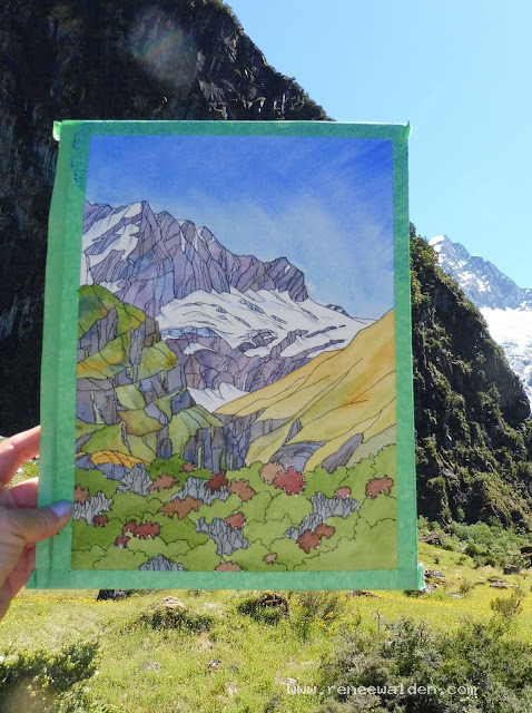 Mount Rob Roy and the Rob Roy Glacier, Mount Aspiring National Park. In progress.