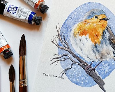 snowy christmas robin