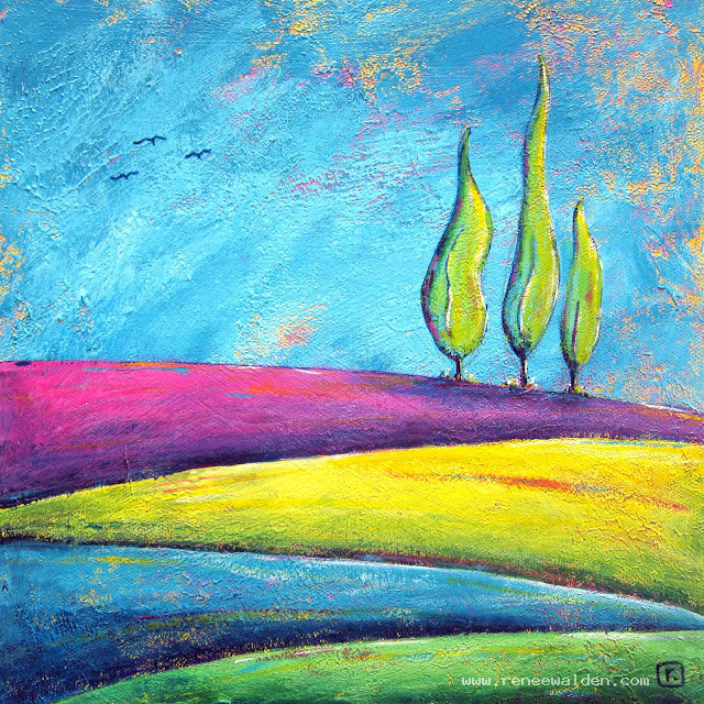 "The Three Poplars" - acrylics on canvas SOLD