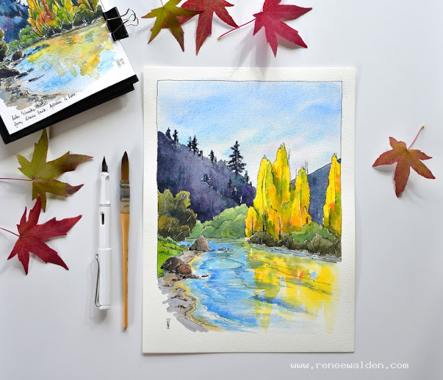 "Clutha River with Autumn Poplars"