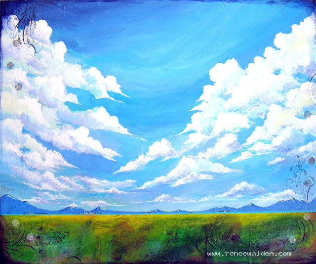 "Solitude" - mixed media abstract landscape on wood