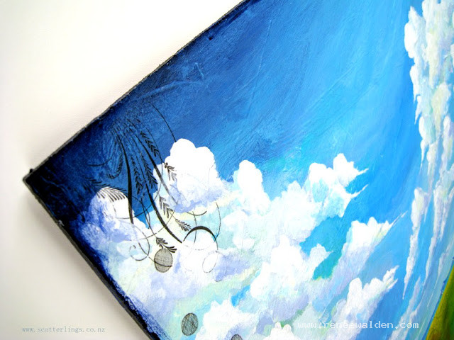 Detail of "Solitude" - big cumulus clouds against an autumn sky