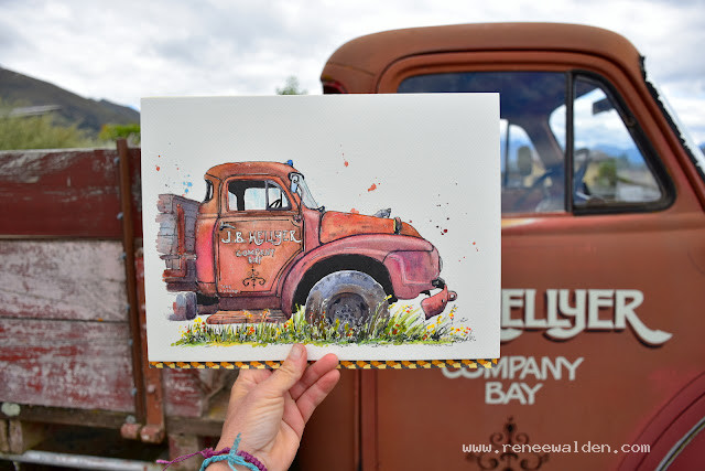 Vintage Bedford Truck, watercolour painting