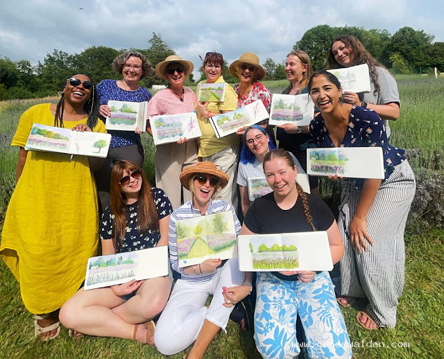 Our sketches from painting the lavender field at Perigord Retreats in 2025