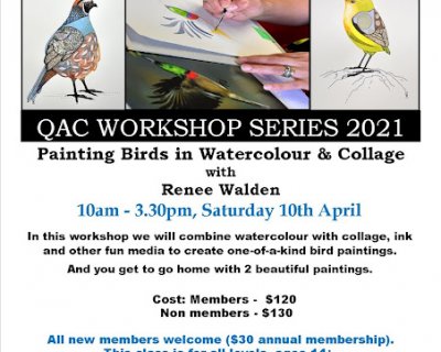 upcoming workshop - painting birds in watercolour and collage