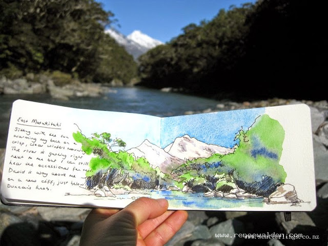 Sketching outside in Mt Aspiring National Park, New Zealand