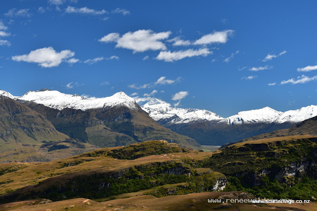 Fresh snow and view of Mt Aspiring and the Southern Alps, New Zealand