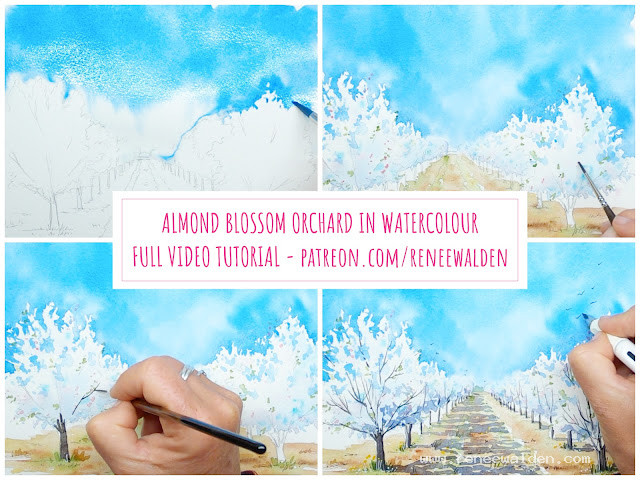 How to paint white trees in watercolour