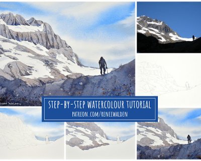 painting a mountain climber