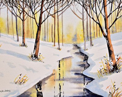 paint a winter snow scene in watercolour