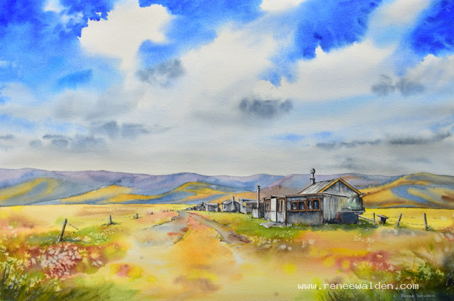 Fishermen's Huts at Falls Dam, 58x38cm