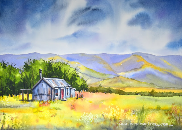 Rain Clearing at Homestead Camp, 38x28cm