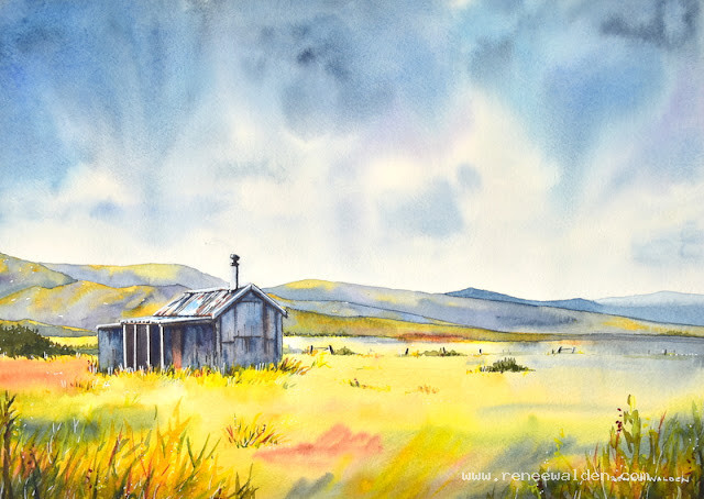 Rain Over the Hawkduns, 38x28cm