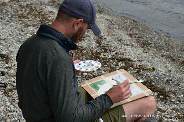 Art workshop : learn to paint watercolours outside. Wanaka New Zealand.