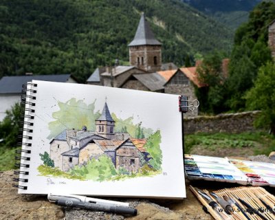 sketching little spanish villages