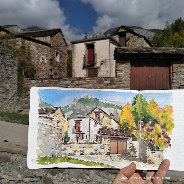 The old (almost) abandoned town of Escuain, Pyrenees, Spain